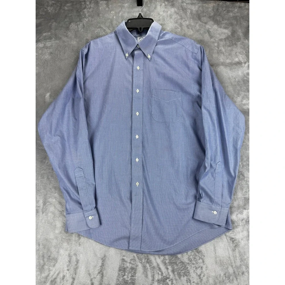 Brooks Brothers Mens 16-35 Blue Regent Fit  Supima Cotton Button Down Shirt